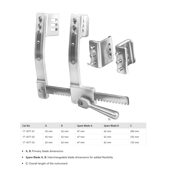 Burford (Adult) Rib Spreader – Interchangeable Blades for Thoracic Surgeries
