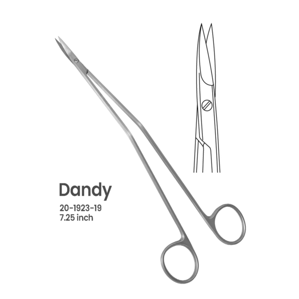 Dandy Neurosurgical Scissors – Curved Blades – 7.25"