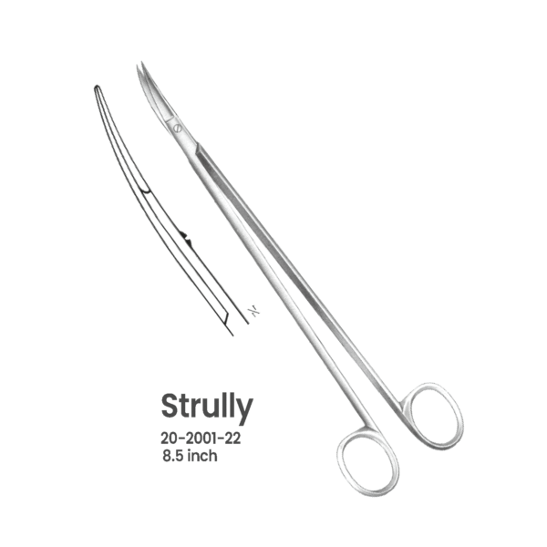 20-2001-22 Strully Neurosurgical Scissors – Curved Blades with Probe Tips – 8.5 Strully Neurosurgical Scissors – Curved Blades with Probe Tips – 8.5"